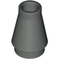 Lego kostka (kostička) kužel 1x1 bez drážky nahoře, tmavě šedá (458927, 4125260)